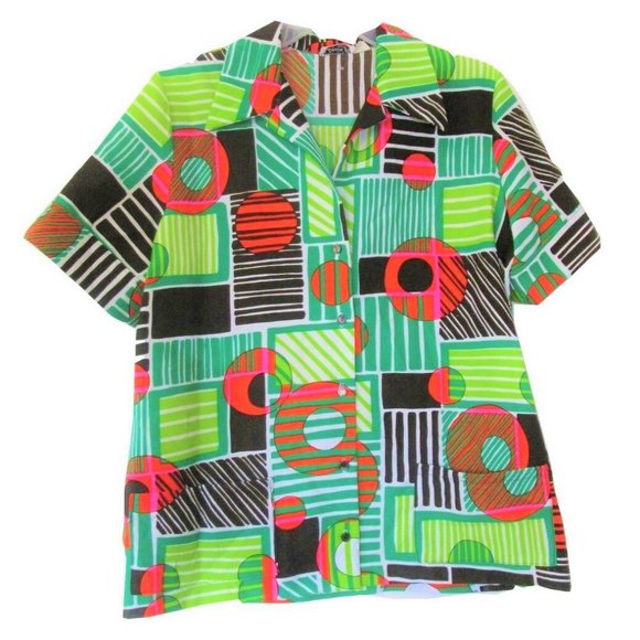 Vintage Tops - plus size 1970s vintage abstract mod top xl 1x